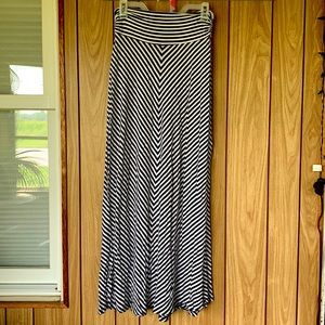Navy and white striped maxi skirt